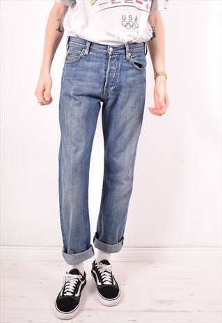 ARMANI JEANS MENS VINTAGE JEANS W30 L32 BLUE 90S