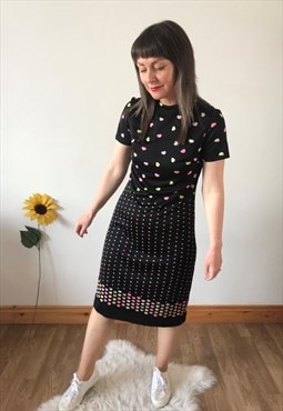 Vintage 70s Black Midi Dress 