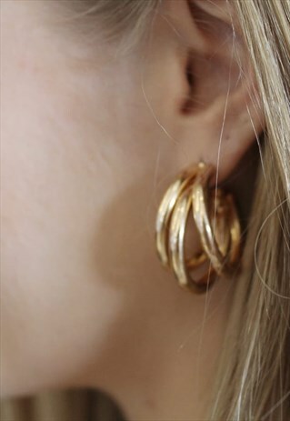 GOLD TRIPLE HOOP EARRING