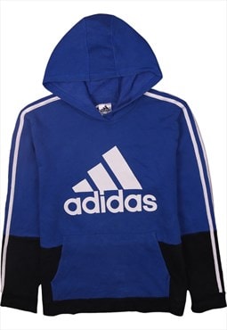 Vintage 90's Adidas Hoodie Spellout Striped Sleeves Black