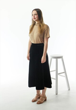 BLACK VELVET SKIRT / SOFT MAXI SKIRT