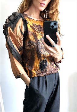 Tie Dye Boho Abstract Blouse - Large 
