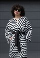  BLACK AND WHITE OVERSIZED NEOPRENE COAT