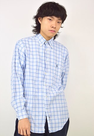 VINTAGE 90S RALPH LAUREN BLUE CHECK SHIRT