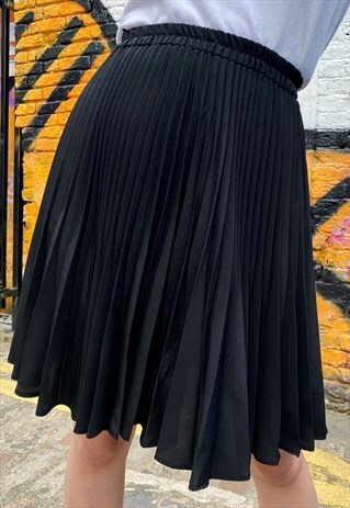 VINTAGE 70S SKIRT MINI/MIDI PLEATED IN BLACK