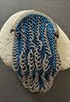 20'S BLUE CROCHET SILVER METAL BEADED COIN PURSE