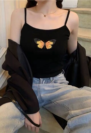 BUTTERFLY RIBBED CROP TOP