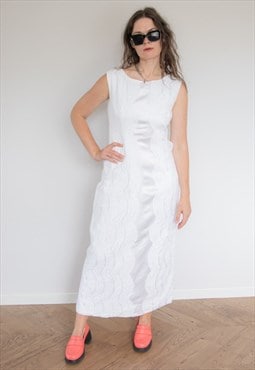 Vintage 80's White Lace Maxi Dress