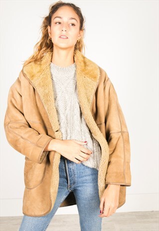 VINTAGE 80S WINTER SHEEPSKIN COAT / R058
