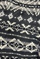 VINTAGE KNITTED JUMPER ABSTRACT PATTERNED GRANDAD SWEATER