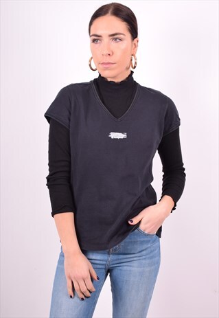 CHAMPION WOMENS VINTAGE T-SHIRT TOP LARGE BLACK 90'S