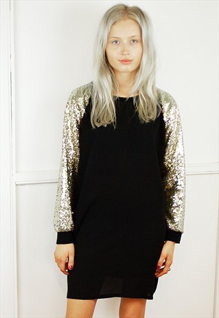SEQUIN SLEEVE JUMPER DRESS