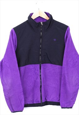 Vintage Champion Fleece Purple Zip Up With Chest Logo 90s