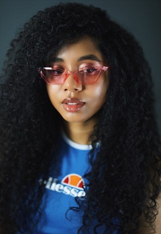 PINK SUMMER 90S Y2K SLIM CAT EYE SUNGLASSES SHADES