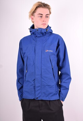 BERGHAUS MENS VINTAGE WINDBREAKER JACKET SMALL BLUE 90'S
