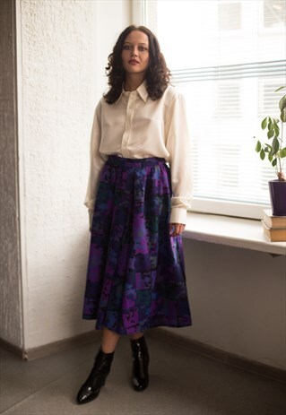 VINTAGE 90'S PURPLE CAMO MIDI SKIRT