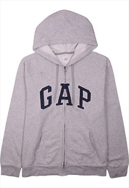 Vintage 90's Gap Hoodie Spellout Full Zip Up Grey XLarge