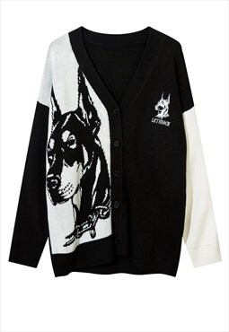 Dobermann sweater knitted grunge cardigan Pinscher top black