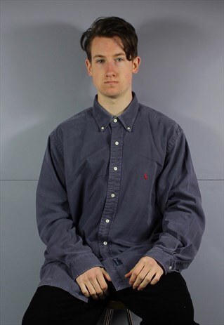 VINTAGE RALPH LAUREN BUTTON UP SHIRT IN PURPLE WITH EMBROIDE