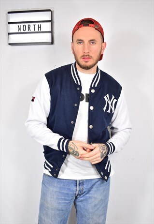 VINTAGE MAJESTIC NEW YORK YANKEES NAVY BOMBER JACKET