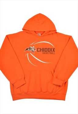 Vintage Chiddix Basketball Hoodie Sweatshirt Orange Small