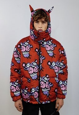 Panther bomber reversible jacket detachable cartoon puffer