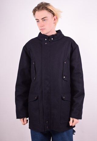 MENS VINTAGE COAT LARGE NAVY BLUE 90S