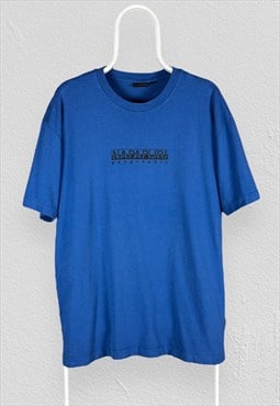 Napapijri Blue T-Shirt Graphic Box Logo Mens Medium