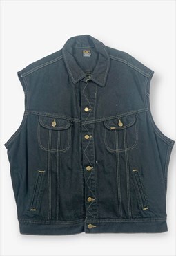 Vintage LEE Denim Vest Jacket Black 2XL BV15748