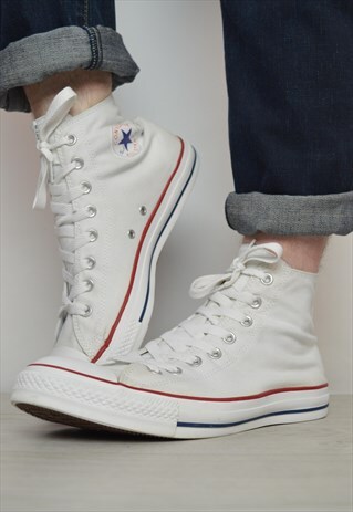 VINTAGE 90S CONVERSE WHITE HI-TOPS TRAINERS RETRO PREPPY