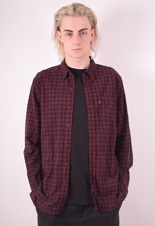 LEVI'S MENS VINTAGE SHIRT LARGE RED CHECK 90S