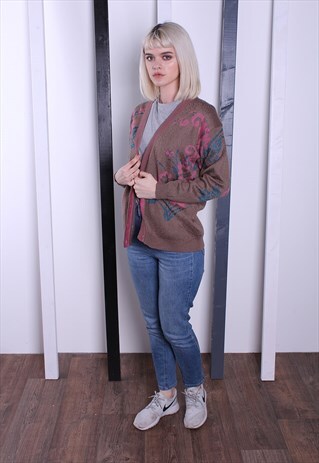 VINTAGE 90S PATTERNED CARDIGAN. OVERSIZED.