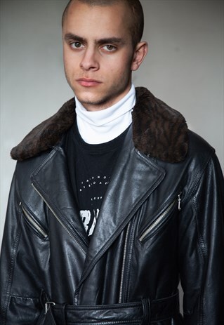 VINTAGE BLACK LEATHER BOMBER FLIGHT JACKET UNISEX
