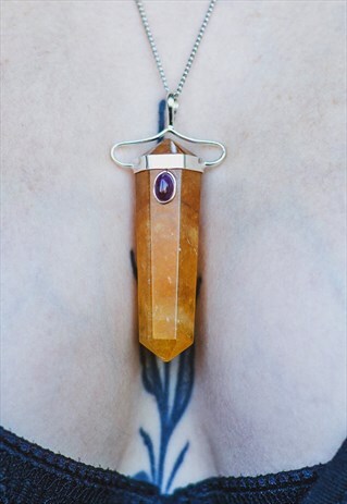 AUTUMN LAKE CITRINE CRYSTAL POINT NECKLACE