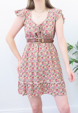 90S VINTAGE MULTICOLOURED FLORAL DRESS