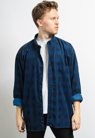 VINTAGE CORDUROY CORD SHIRT BLUE