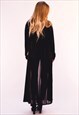 MAXI LENGTH CARDIGAN WITH CHIFFON BACK IN BLACK