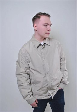 Vintage beige minimalist jacket, 80s Harrington jacket 