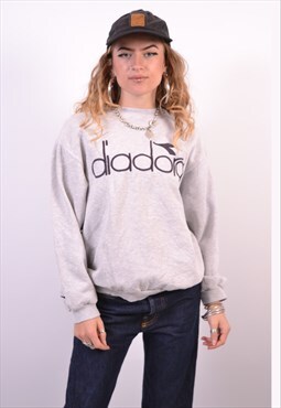 Vintage Diadora Sweatshirt Jumper Grey