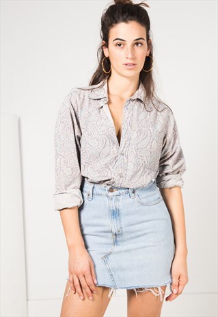 VINTAGE 80S CRAZY PRINT SHIRT / S1583