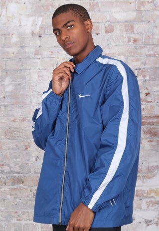 VINTAGE NIKE LOGO TRACK TOP WINDBREAKER JACKET BLUE
