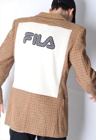 REWORKED VINTAGE 70S MUSTARD CHECK BLAZER X FILA