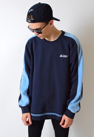 VINTAGE 90S BLUE COLOUR BLOCK ADIDAS SWEATSHIRT