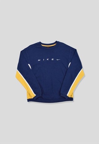 Vintage 90s Nike Embroidered Logo Sweatshirt in Navy Blue