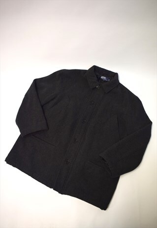 VINTAGE 90S POLO RALPH LAUREN CHARCOAL GREY LINED COAT