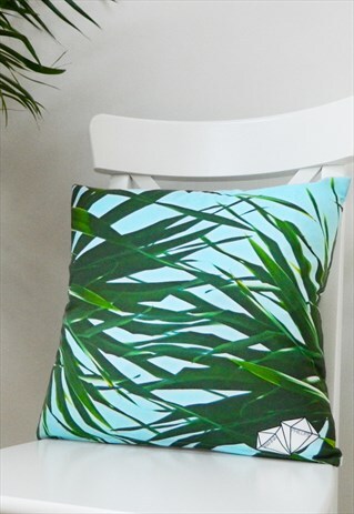 PALM LEAF PRINT CUSHION COVER