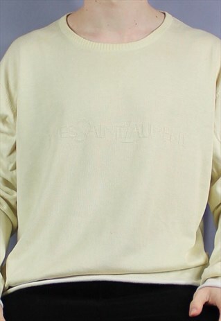 VINTAGE YVES SAINT LAURENT KNIT SWEATSHIRT IN PALE YELLOW WI