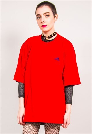 ADIDAS VINTAGE 90'S RED OVERSIZED T-SHIRT