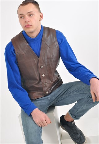 VINTAGE SUEDE LEATHER VEST IN BROWN