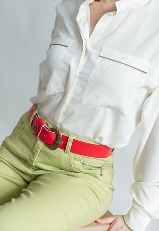 VINTAGE 70S CLASSIC BOHO BELT IN RED LEATHER